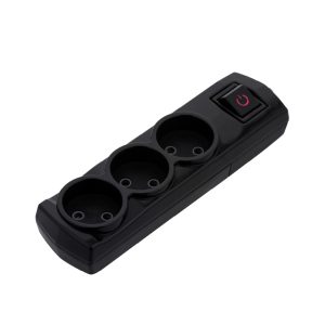 VIOLUX 3-piece socket without grounding with switch black