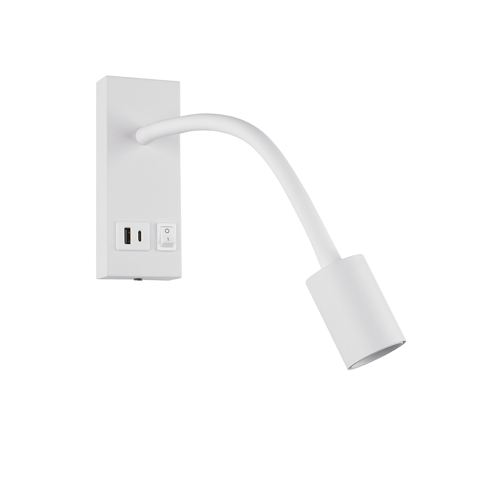 552002 Св-к настінний Violux SNAKE USB+Type-C 5W 4200K 250Lm ІР20 білий