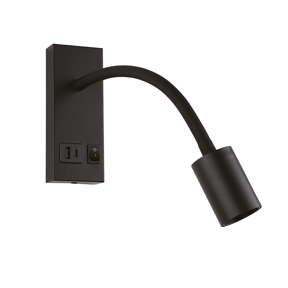 552101 Св-к настінний Violux SNAKE USB+Type-C 5W 4200K 250Lm ІР20 чорний 552101 Св-к настінний Violux SNAKE USB+Type-C 5W 4200K 250Lm ІР20 чорний